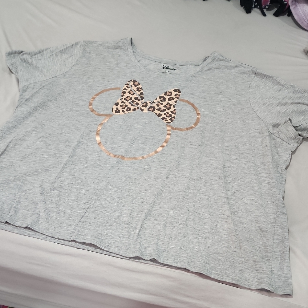 Disney Gray Tee with Leopard Bow Design